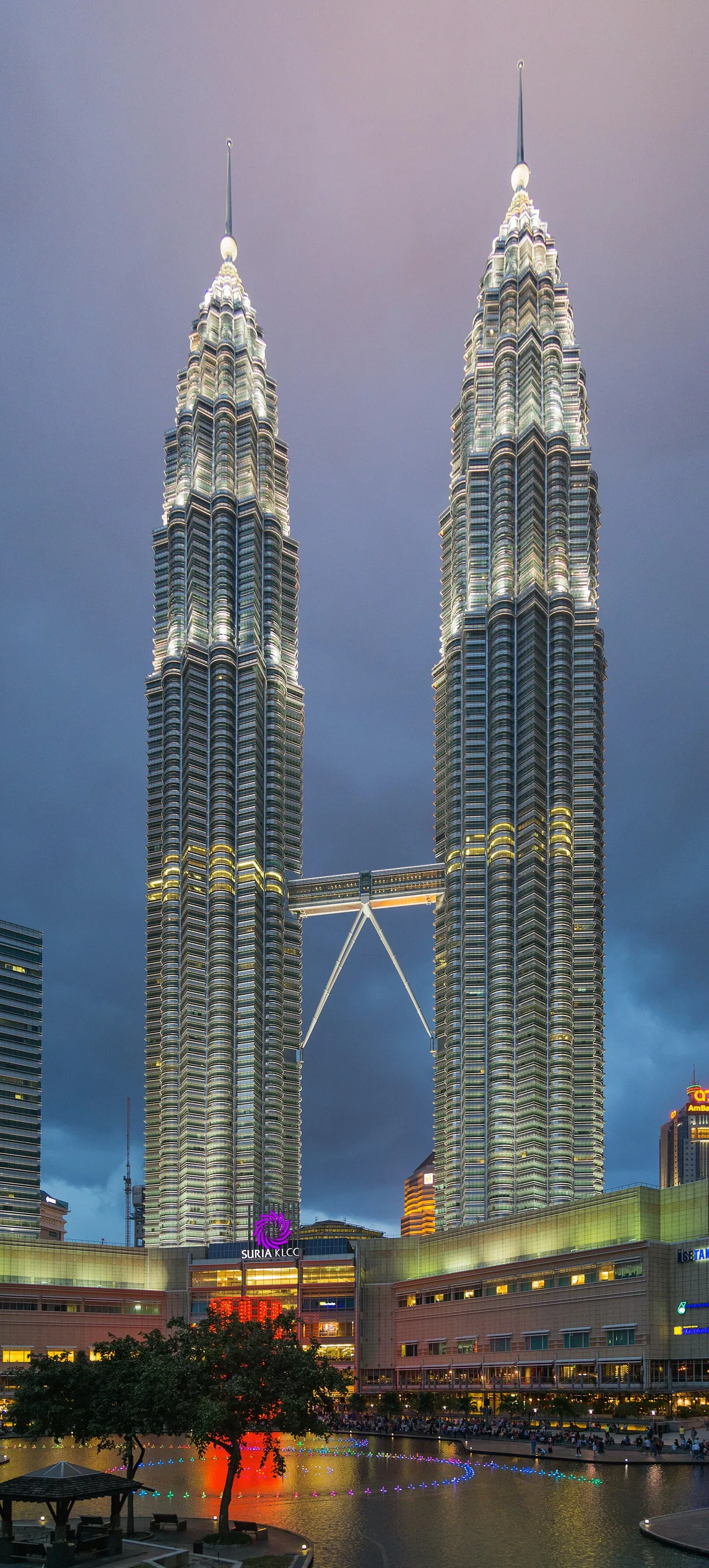 The Petronas Towers in Kuala Lumpur at night